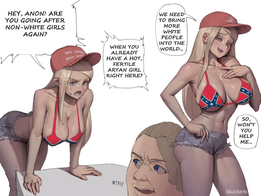 Hentai Interracial Black Porn Racist Busty Teen slut from Instagram pulled her panties to the side and gave her pussy to the black guy (1)